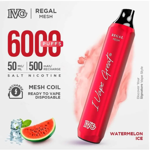 IVG REGAL DISPOSABLE WATERMELON ICE 5% 6000PUFF