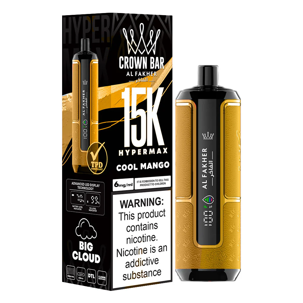 AL FAKHER CROWN BAR HYPERMAX DISPOSABLE COOL MANGO 15000PUFF